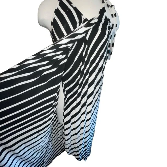 Ella Moss Women's Dress Size S Black/White Stripe Wrap Sleeveless Tie Shoulder - Picture 4 of 12